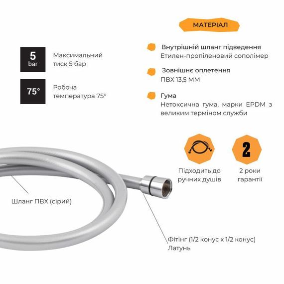 Шланг Lidz Niagara 09 1,5 м LDNIA09CRM35458 Chrome | Зображення 2