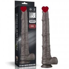 Фалоімітатор - Dual Layered Bendable Silicone Cock XXL 16'' Black Sex Aura