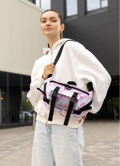 Большая женская поясная сумка бананка Sambag DynamicDart принт "Blush Drop" 38×21×7 см (80411152)