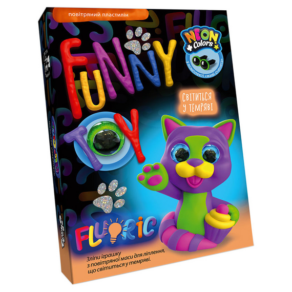 Набор креативного творчества "AIR CLAY "FLUORIC" AICL-FL-01, 4 цвета Котик