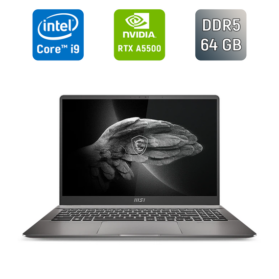 Мобильная рабочая станция MSI Creator Pro Z16P / 16" (2560x1600) IPS / Intel Core i9-12900H (14 (20) ядер по 3.8 - 5.0 GHz) / 64 GB DDR5 / 1000 GB SSD / nVidia RTX A5500, 16 GB GDDR6, 256-bit / WebCam / TouchID / Windows 11 б/у