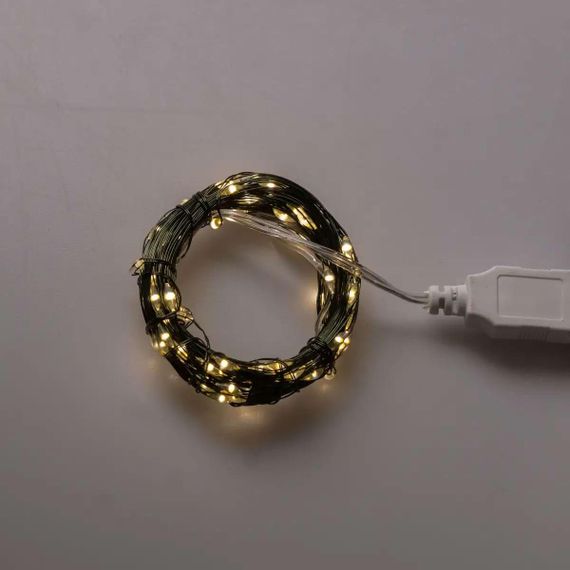 Гірлянда роса 10 метрів USB на 100 led світлодіодів крапля на зеленому дроті USB100L10MGY | Зображення 7