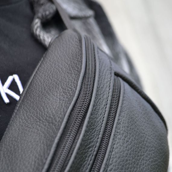 Містка бананка, Топова чоловіча бананка, Зручна чорна чоловіча барсетка бананка м'яка AS-14 | Зображення 2