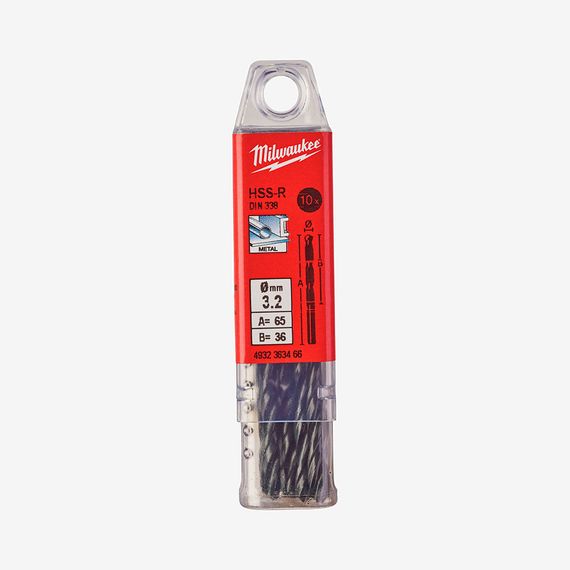 Свердло для металу HSS-R MILWAUKEE DIN338 Ø 3.2 мм 4932363466