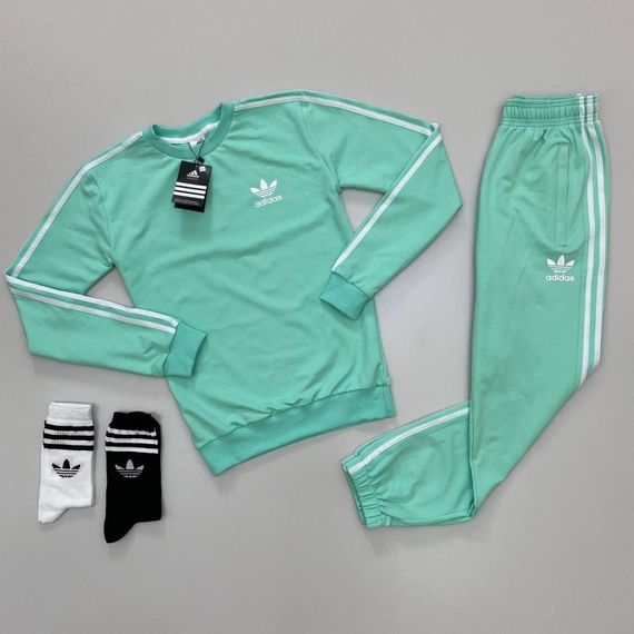 Костюм у стилі Adidas світшот м'ята та 2 пари шкарпеток у подарунок