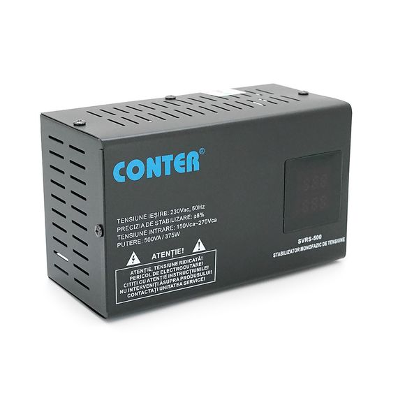 Стабилизатор напряжения релейный Conter SVRS-500VA/375W однофазный, LED дисплей | Зображення 2