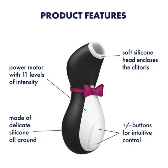 Вакуумний кліторальний стимулятор Satisfyer Pro Penguin, чорний Sex Aura | Зображення 3