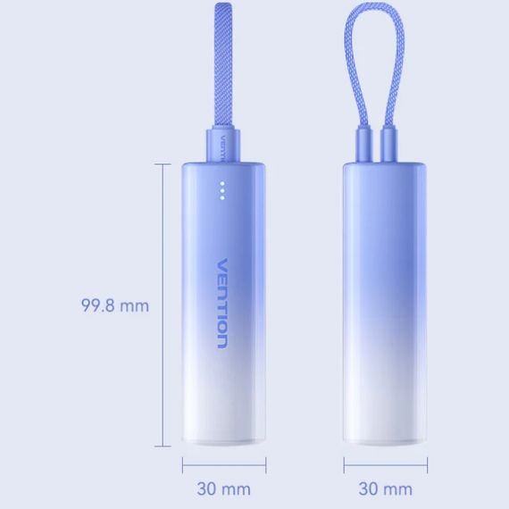 УМБ Vention 5000mAh 20W PD, USB-C In/Out, Lightning In/Out, with cable, Gradient Blue | Зображення 3