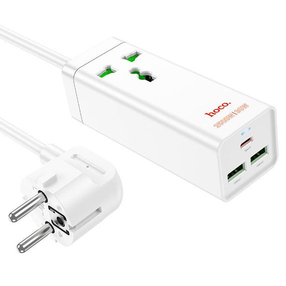 Мережевий фільтр HOCO AC9A на 1 розетку + 2 USB+USB-C, 30W, 220В, кабель 1, 5м