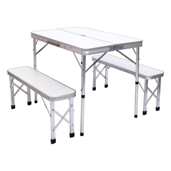 Комплект туристичний стіл + 2 лавки складні меблі Білий Lugi JY-9060W