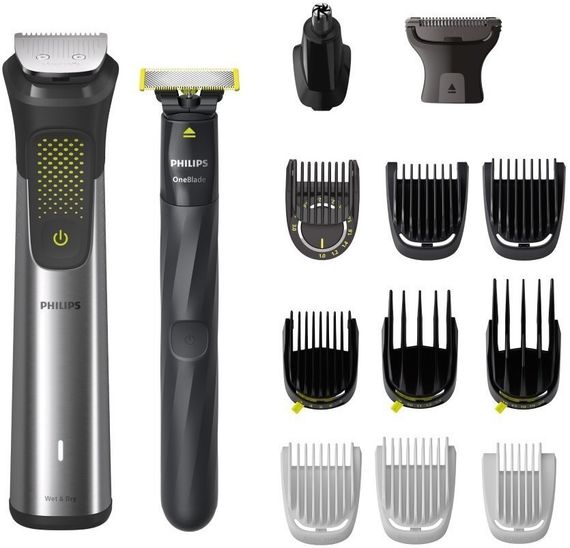 Тример Philips Series 9000, акум., насадок-15, OneBlade в компл., сталь, сірий (MG9552/15)