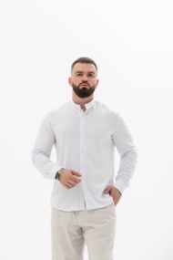 Сорочка чоловіча з льону 31327 L біла
