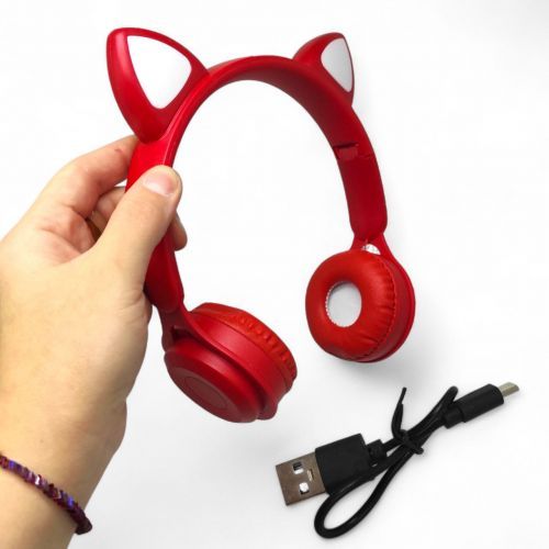 Навушники бездротові, підсвічування, Bluetooth, (ЧЕРВОНІ) | Зображення 1
