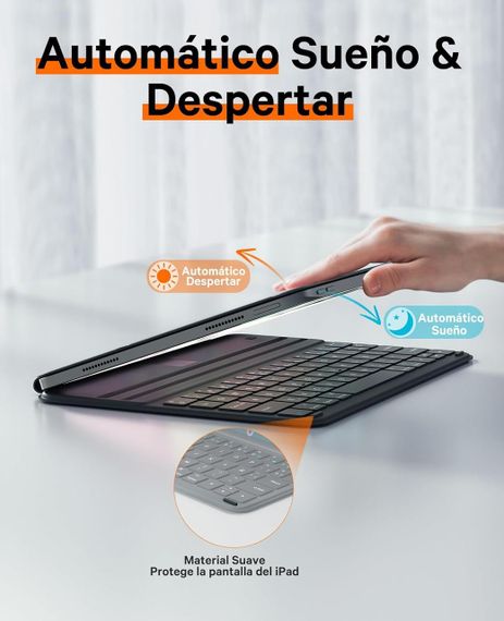 Клавіатура-чохол для iPad Air 2024 11”, Air 5/Air 4 10.9”, iPad Pro 11 4, 3, 2, 1 покоління, магнітна, ультратонка, сіра QWERTY | Зображення 5