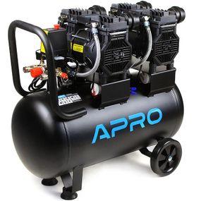 Компресор Apro 3 кВт 50 л чотирициліндровий безмасляний тихий коаксіальний привід 475 л/хв 8 бар 2 виходи