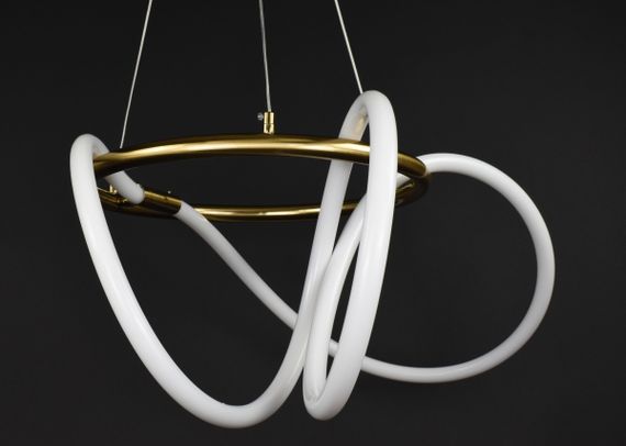 Люстра світлодіодна підвісна LED світильник для квартири на стелю лед 27737 Латунь 45-150х70х70 см. | Зображення 7