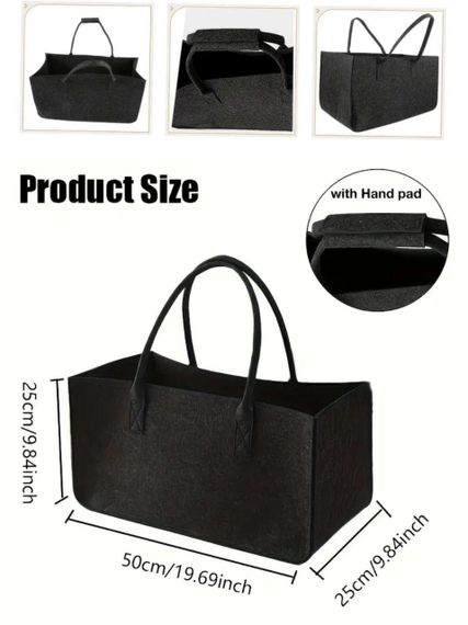 Сумка для дров  25x25x50 см, місткість 27 л, 2 ручки, для дров, іграшок та покупок | Зображення 2