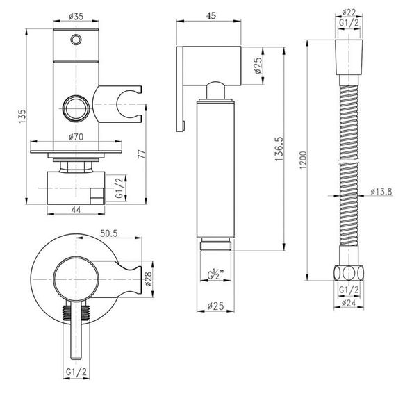 Набор для гігієнічного душу Qtap Inspai-Varius округлий QTINSVARBСRV00440001 Black Matt | Зображення 1