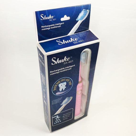 Зубная электрическая щетка для двоих Shuke SK-601 розовая, Электрическая зубная щетка shuke, Ультра звуковая UM-755 зубная щетка | Зображення 3