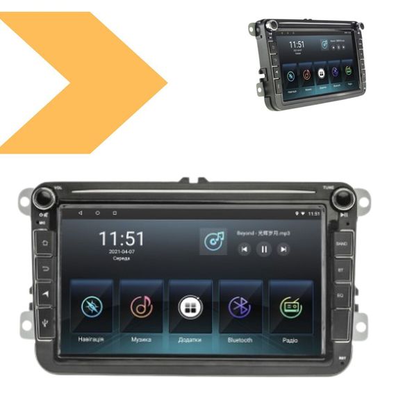 Штатна Магнітола Volkswagen UNIVERSAL 8- Android 12 2+32 - Carplay - IPS, чорний (43192-8021_3841)