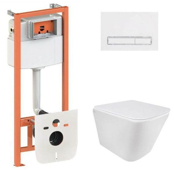 Набір Qtap Nest 4 в 1 підвісний унітаз Tern Ultra Quiet 490x365x325 + комплект інсталяції QT1733052EUQW45161