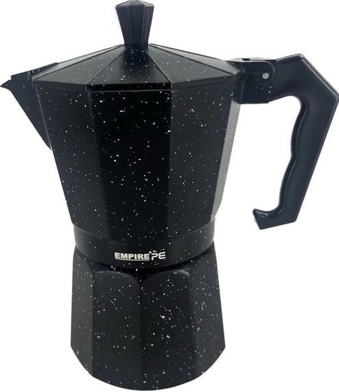 Кофеварка гейзерная алюминиевая Empire Делюкс EM-6602 200 мл черная 3 чашки