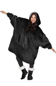 Толстовка-плед с капюшоном для мужчины и женщины - / Плед толстовка, худи Черный