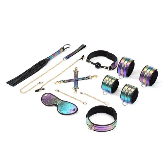 БДСМ-набір Liebe Seele Vivid Rainbow 8 Pieces Set, 8 аксесуарів, екошкіра на оксамитовій основі Sex Aura