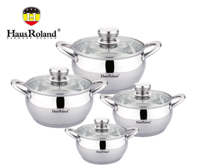 Набір каструль Haus Roland HR113-2, 4 шт. з неіржавкої сталі 1,9/2,6/3,6/6,1 л. Сріблястий (HR113-2)