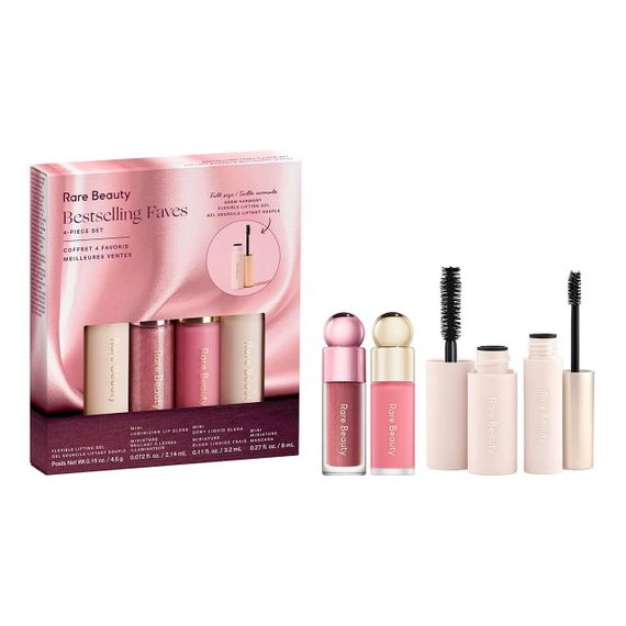 Набор бестселлеров Rare Beauty Bestselling Faves 4-piece set (лифтинг-гель, блеск, румяна, тушь)