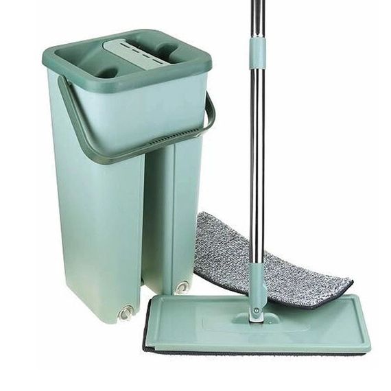 Швабра - ледар з відром і автоматичним віджимом 2 в 1 Hand Free Cleaning Mop 5 л. Колір: зелений | Зображення 5