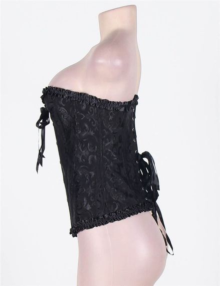 Корсет з квітковим принтом Star Night Corset Top з гачками та шнурівкою, чорний, XS | Зображення 5