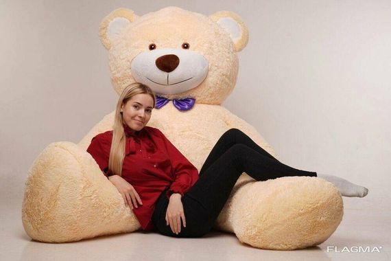 Огромный мягкий мишка Yarokuz Уильям 250 см Персиковый | Зображення 3