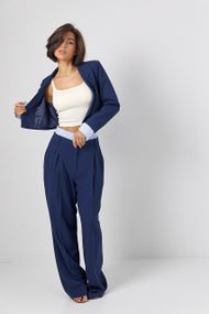 Брючний костюм із коротким жакетом - синій цвет, XL (є розміри)