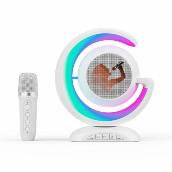 Лампа-нічник з бездротовою bluetooth колонкою RGB підсвічуванням та двома мікрофонами в комплекті для караоке YS-110 | Зображення 2