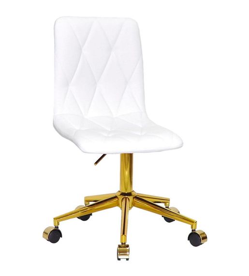 Стул Melvin GD-Modern Office с золотой крестовиной на колесиках, мягкое сиденье экокожа цвет белый | Зображення 5