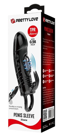 Подовжуюча насадка з вібростимуляцією (на 2,5 см) PRETTY LOVE - PENIS SLEEVE Sloane, BI-026243-1 sexstyle | Зображення 1