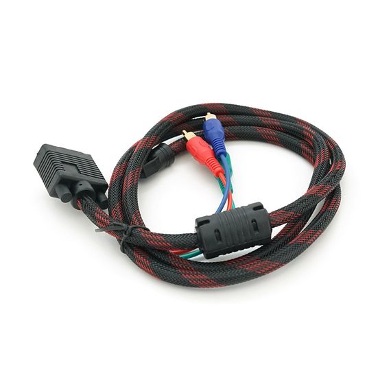 Кабель VGA (тато)-3RCA (тато) 1.5m, Black/Red, обплетення, пакет | Зображення 2