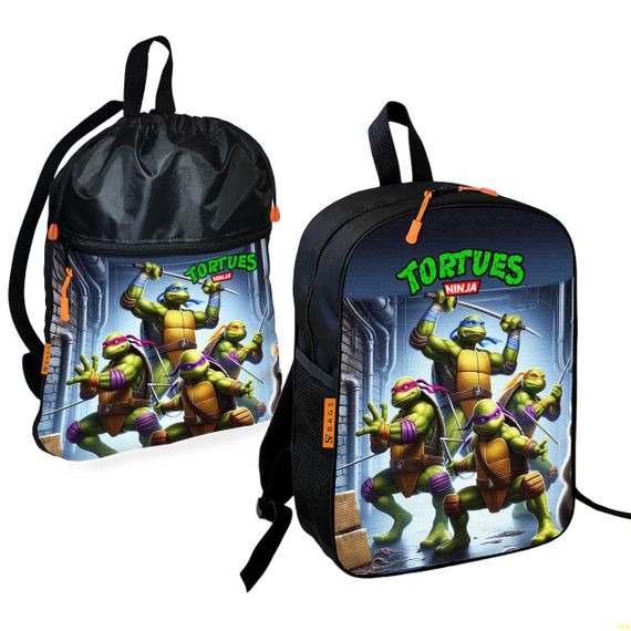 Школьный рюкзак детский Черепашки-ниндзя + Сумка для обуви спортивной формы рюкзак-мешок  для мальчика (01778)