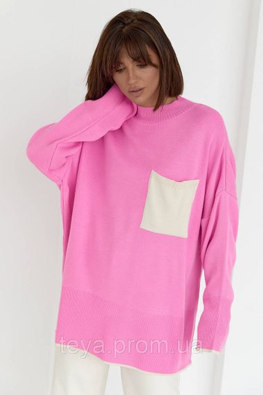 Жіноча кофта oversize з кишенею на грудях колір рожевий FL_000613 | Зображення 7