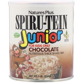 Суперфуд Nature's Plus Spiru-Tein Junior, Nutritious Thick Shake Mix, Chocolate, 1 lb 450 g /15 servings/ Chocolate NAP-45602