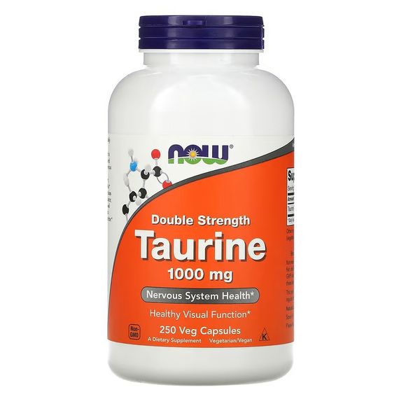Таурин NOW Double Strength Taurine, 1,000 mg, 250 Veg Capsules