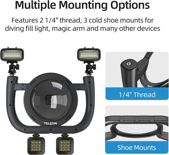 Аквабокс GoPro Hero 12/11/10/9 Водонепроницаемый кейс для экшн камеры для дайвинга с подводным стабилизатором | Зображення 3
