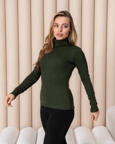 Женская теплая водолазка-гольф полушерсть на термо флисе цвет хаки размер 46/48 DM09.09