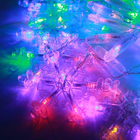 Гірлянда штора від мережі, 3 м, Сніжинки, 200LED, Мультикольорова / Новорічна світлодіодна гірлянда-арка на вікно | Зображення 8