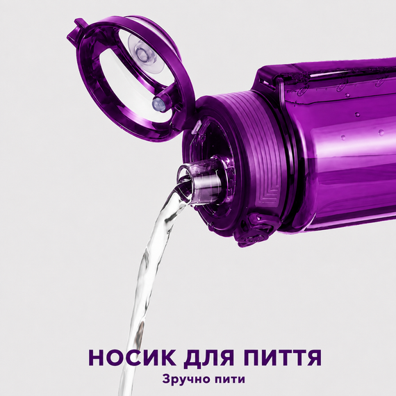 Бутылка KANGZYUAN 500 мл - Фиолетовая Tritan BPA-free, ударопрочная, спортивная с эргономичной крышкой | Зображення 3