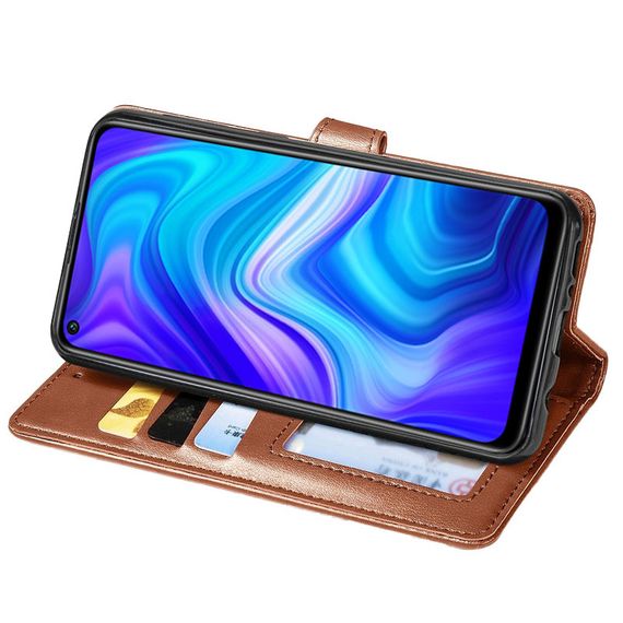 Шкіряний чохол-книжка GETMAN Gallant (PU) для Xiaomi Redmi Note 9 / Redmi 10X Коричневий | Зображення 3