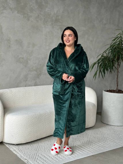 Теплий жіночий зелений халат PLUS SIZE | Зображення 1