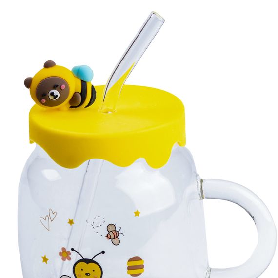 Чашка скляна 500 мл із силіконовою кришкою та трубочкою HP7212 | Зображення 2