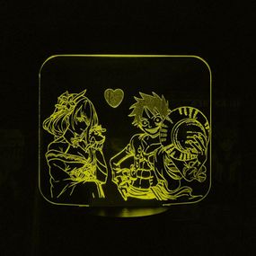 Акриловий світильник-нічник Д. Луффі та Райден жовтий tty-n002035